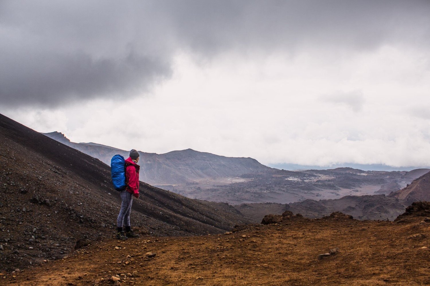 Day 1: Looking out towards Mangatepopo Hut from South Crater