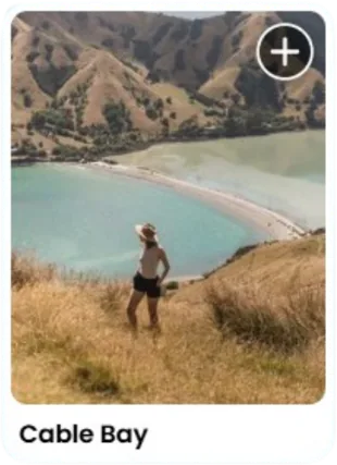 A location card from the NZ road trip guide