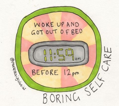 Boring Self Care: get out of bed